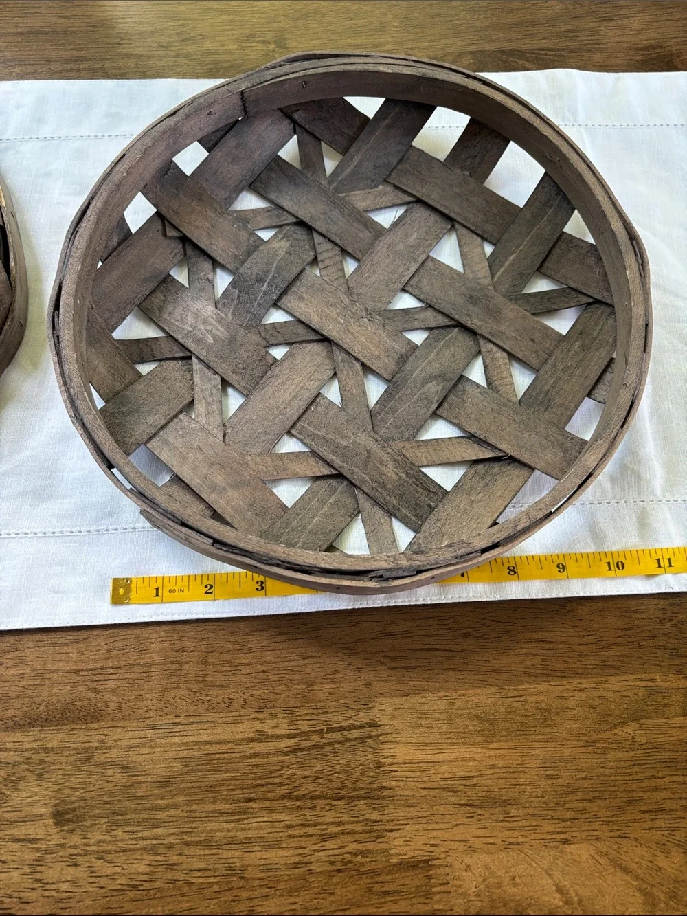 2 Handwoven Round Woven Tray - Brown